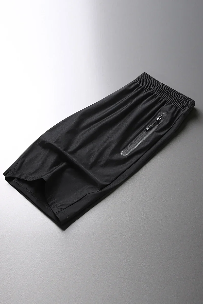 Plus Size Summer New Shorts Quick Dry Ice Silk Sporting Breeches 8xl 6xl Big Gray Black Nylon Spandex Short Pants Men's Clothing 6