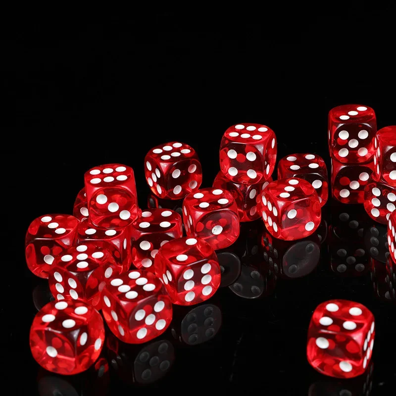 10pcs/set Transparent Red Dice Right Rounded Corners Dice Board Game Accessories 19mm game dice,dice set,acrylic dice