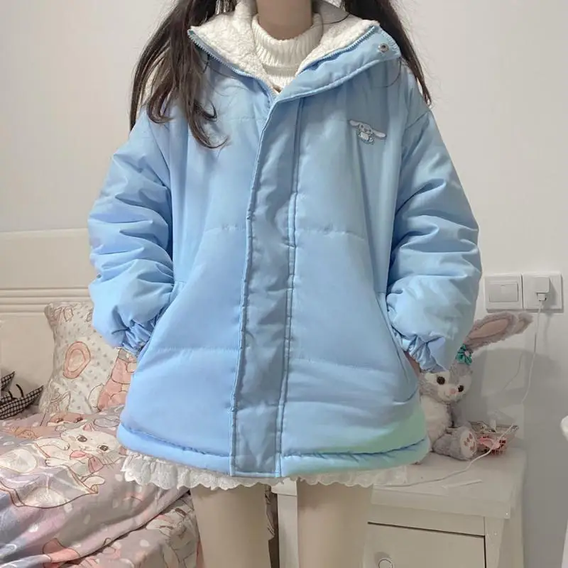 

Sanrio Cute Girls Double-Sided Cotton Jacket Hello Kitty Cinnamoroll Cartoon Child Cold-Proof Coat Student High Cotton Loose Top