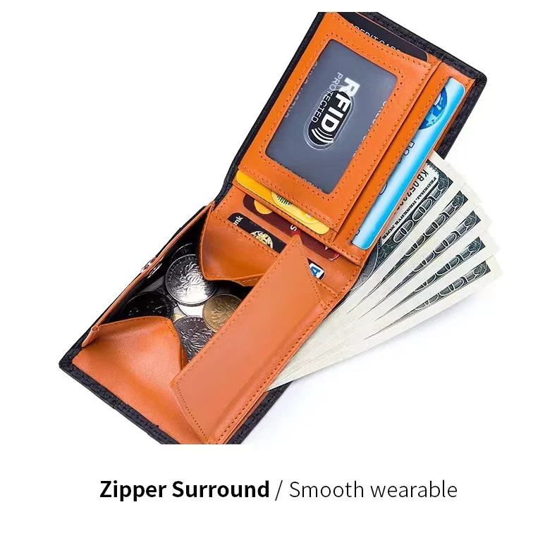 Man purse hot style of the new Japanese carbon fiber leather wallet rfid ultra-thin brief paragraph purse