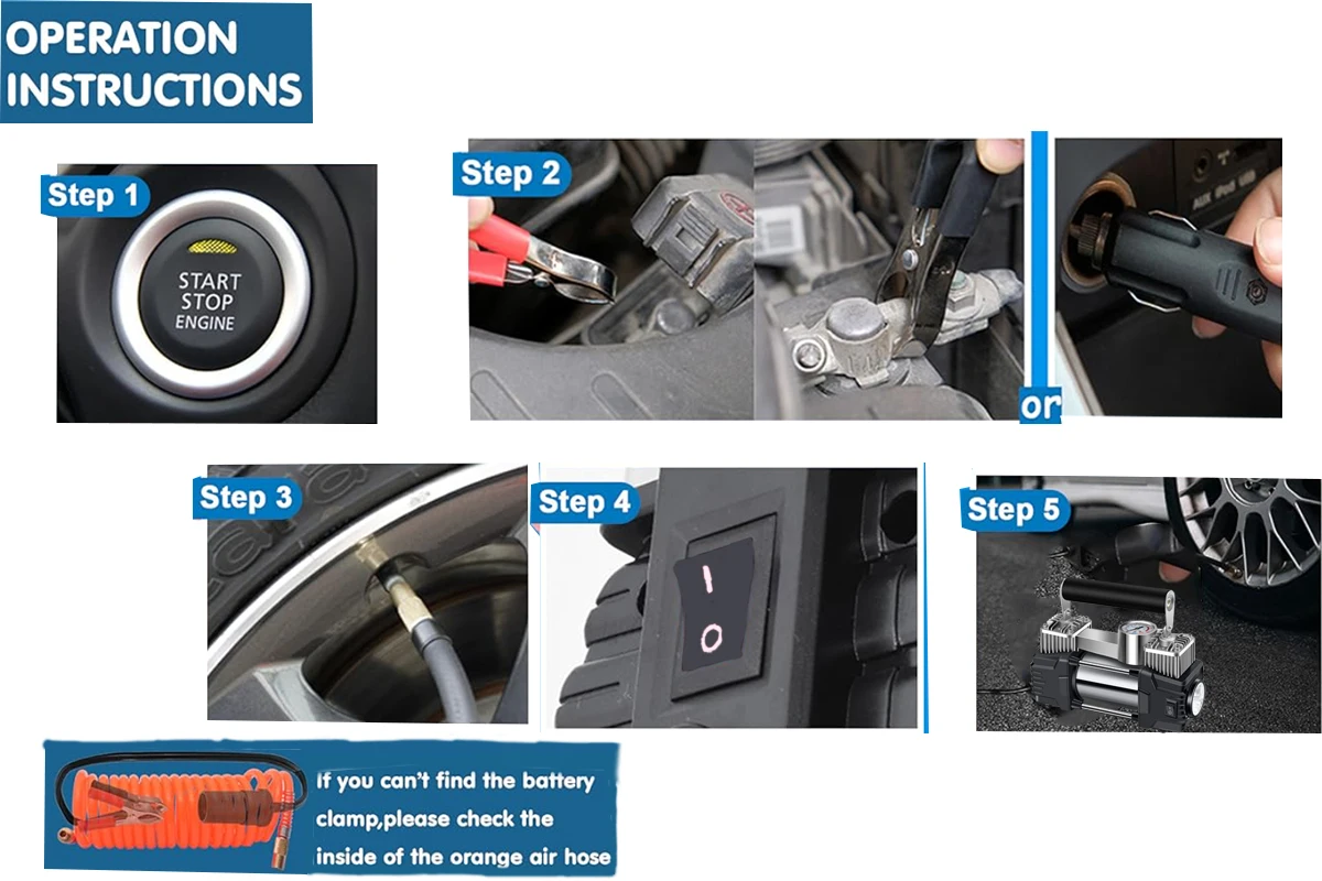 Tillbehör till luftkompressor och slang prydligt uppställda