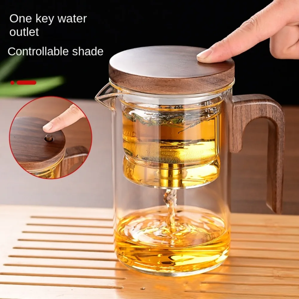 Description Picture 2 of itemTea Separation Filtration Glass Teapot with Wooden Handle with Infuser Magical Teapot Glass Large Capacity Heat-resistant