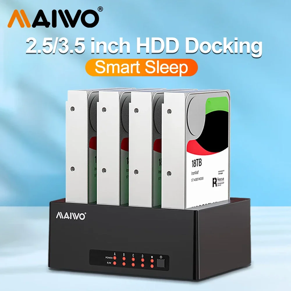 Maiwo-hard Drive Docking Station Bay Sata para Usb 3.0 Hdd Ssd 2.5 3.5 Caixa de Unidade Sata Externa