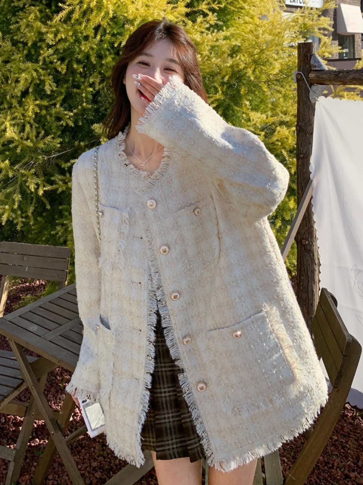 Spring Maternity Woolen Jackets Tassel Hem Long Sleeve O-neck Fashion Pregnant Woman Blazers Sweet Pregnancy Cardigans Coat