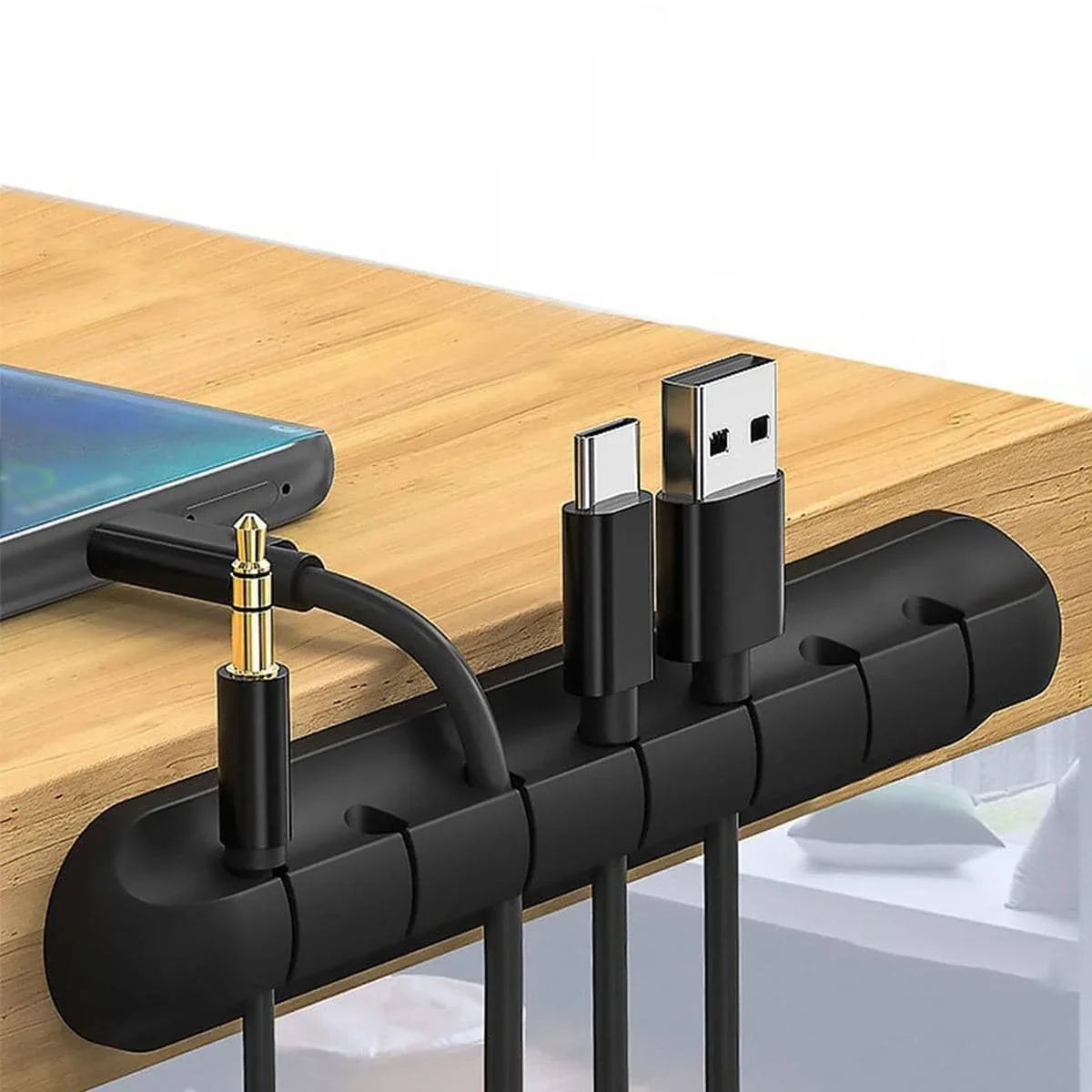 1pc Self-Adhesive Cable Organizer for Easy Wire and Data Cable Management 7 Hole Black Wire Clips and Network Clamps cable organizer