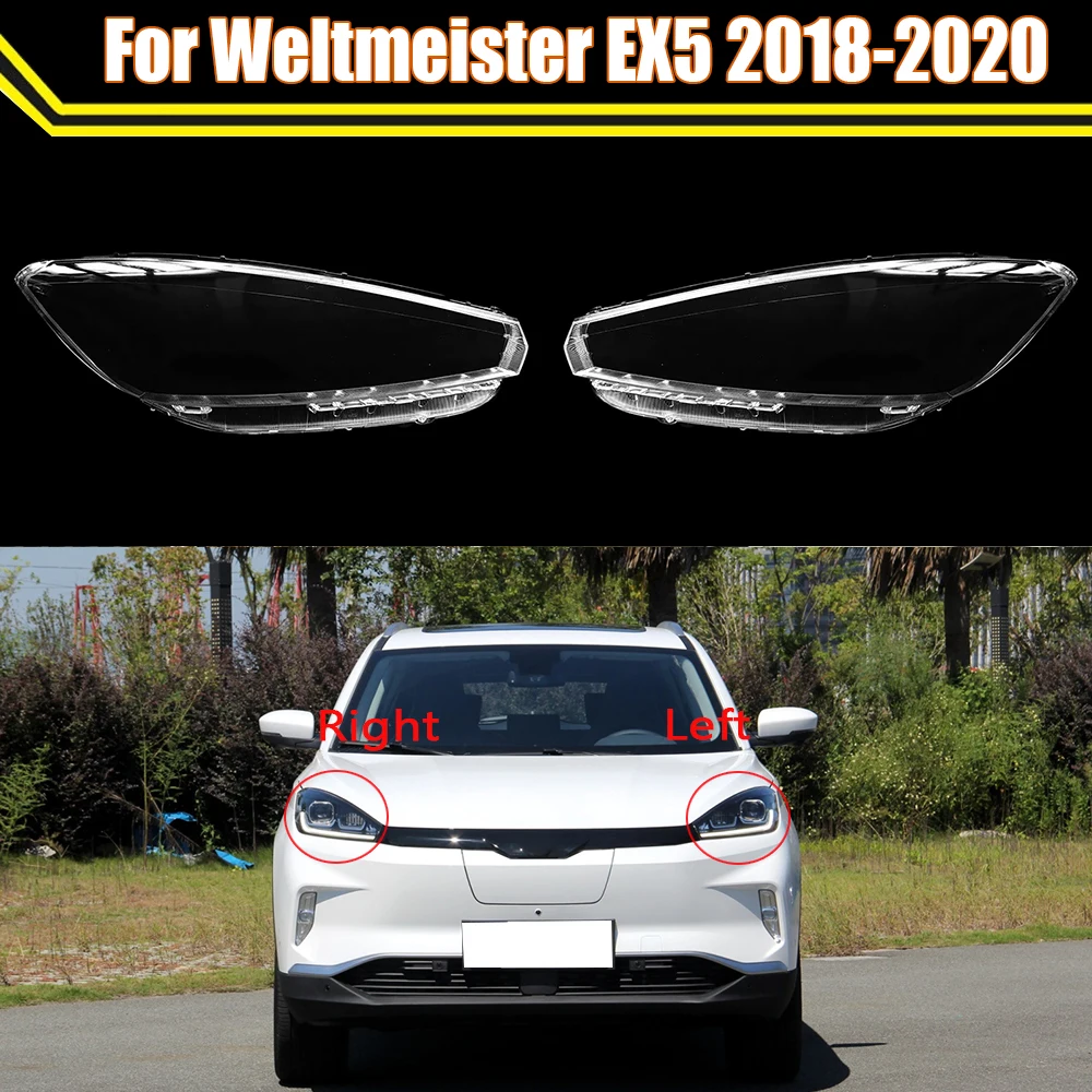 For Weltmeister EX5 2018-2020 Car Front Headlight Lens Cover Auto Shell Headlamp Lampshade glass Lampcover Head lamp light cover