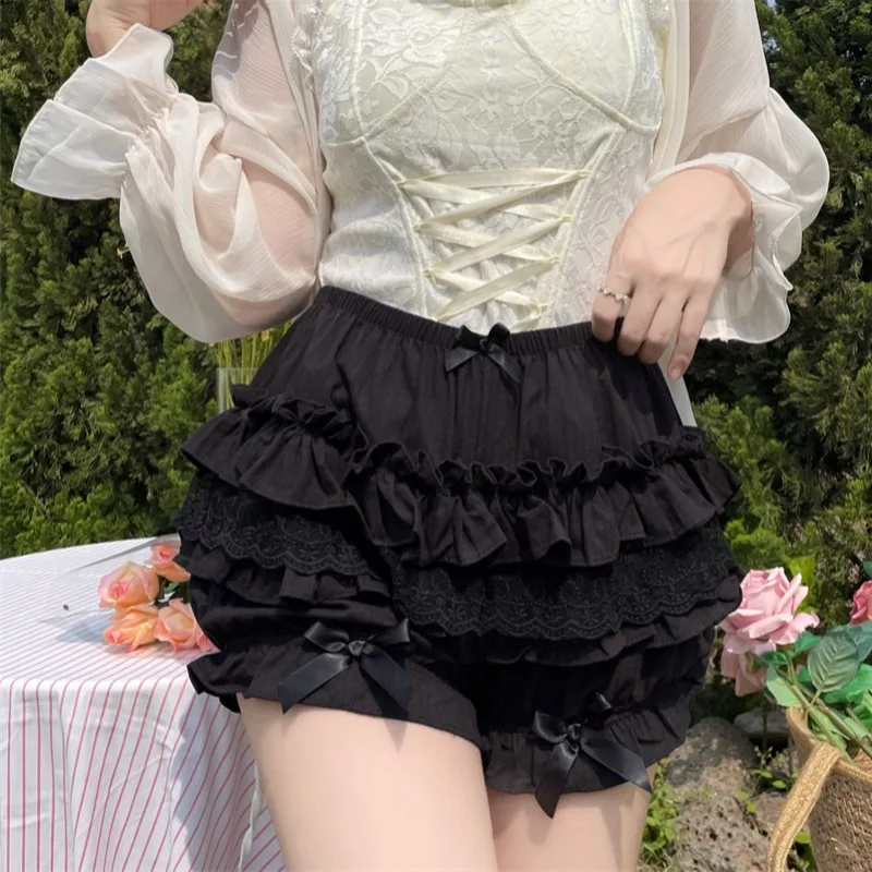 White Base Pumpkin Short Pants 2023 Summer New Women's Lace Bubble Cotton Cake Leggings Multi-Layer Pettiskirt Safety Shorts