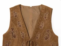 ZERAINS Autumn new women's clothing European and American style bead embroidery suede texture effect vest - Image 4