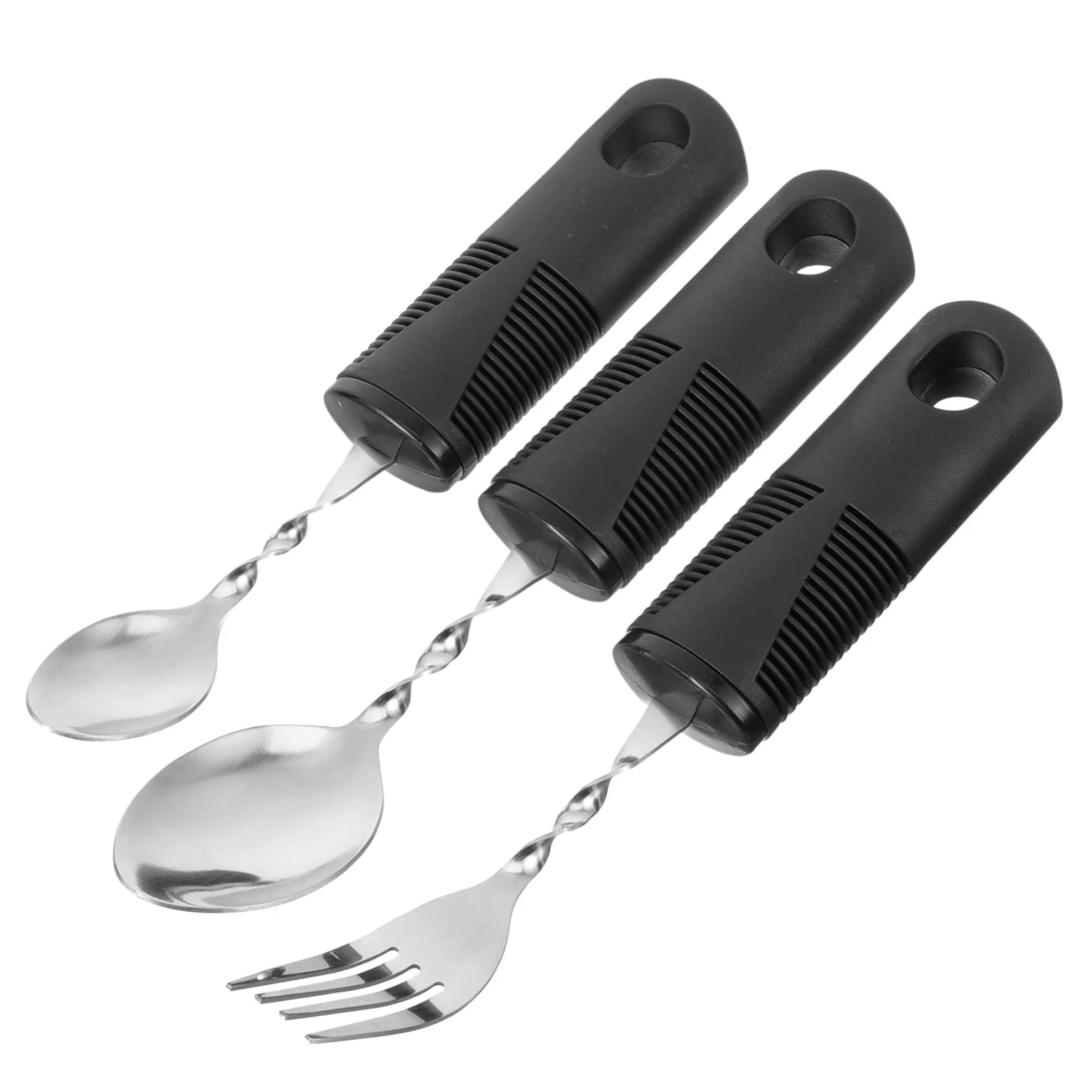 Cutlery Set 3 Pcs Bendable Textured Handle Utensils Disabled Fork Spoon Parkinson Adaptive Elderly Adults Rubber
