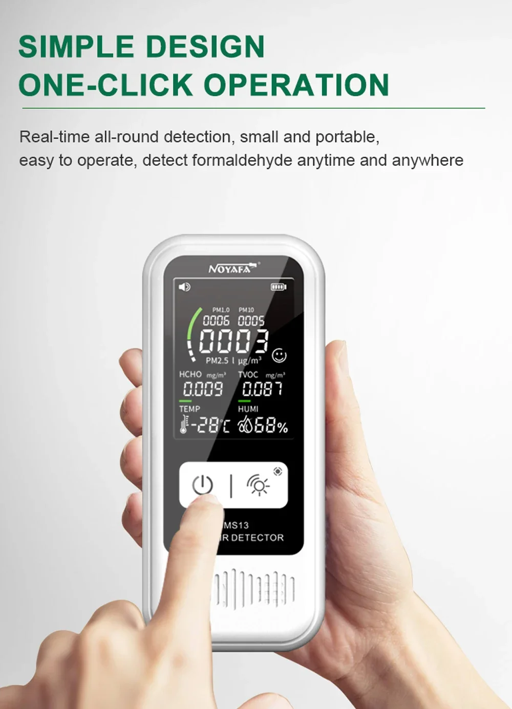 Noyafa Jms13 6 In 1 Multifunctional Air Detector HCHO CO2 PM2.5 PM1.0 Humidity M