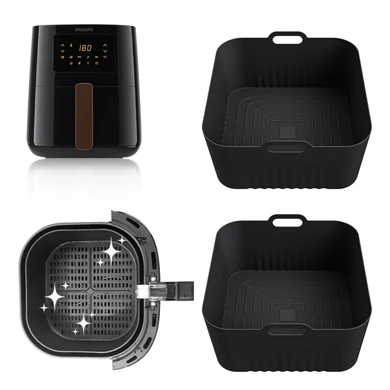 17cm Air Fryer Silicone Baking Tray Mould Reusable Compatibility Airfryer Liner Kitchen Accessories Pizza Fried Chicken Basket