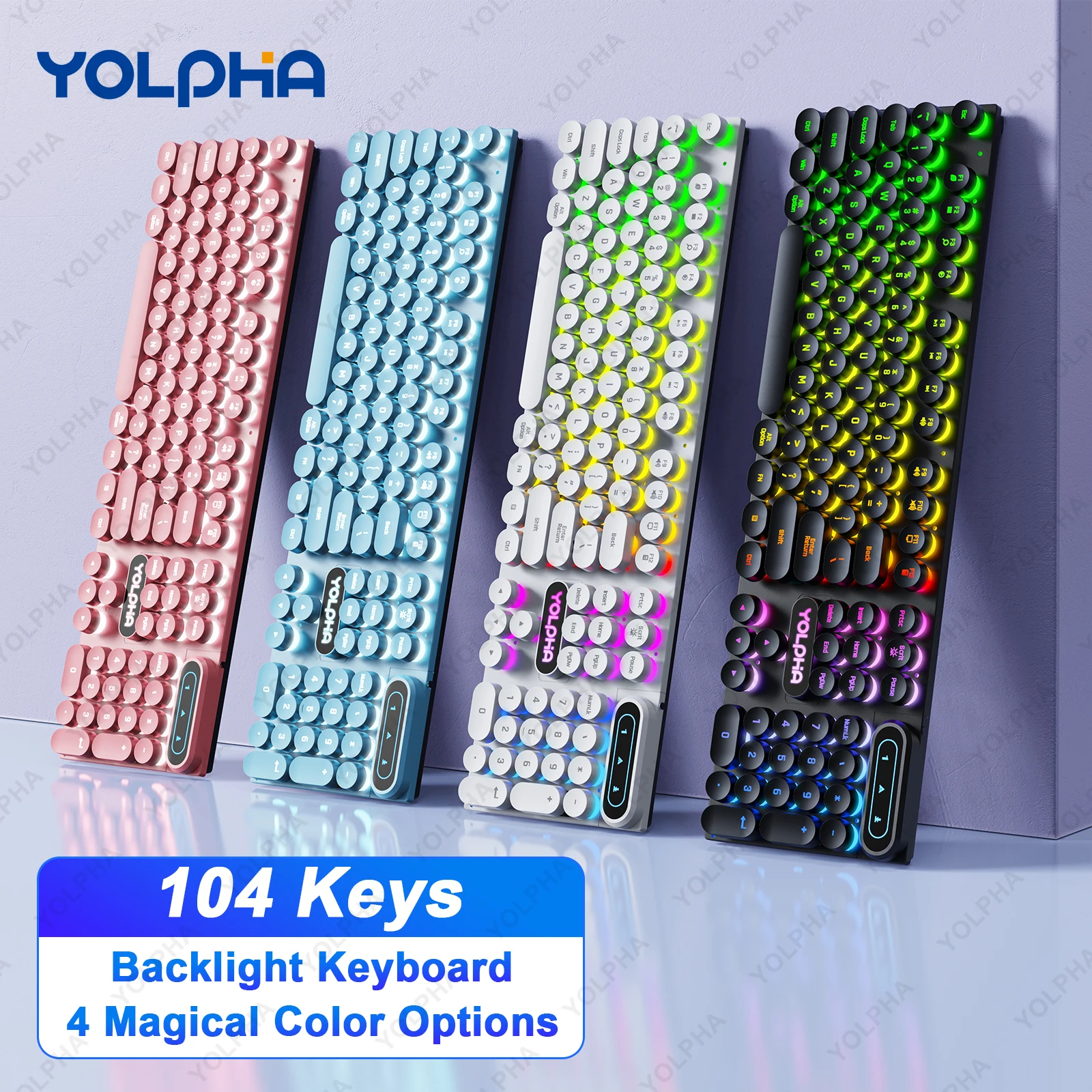 104Keys Wired Keyboard with RGB Backlit Breathing Light Gaming Wired Ergonomic Keyboard for Computer Laptop for PC Gamer Office 1