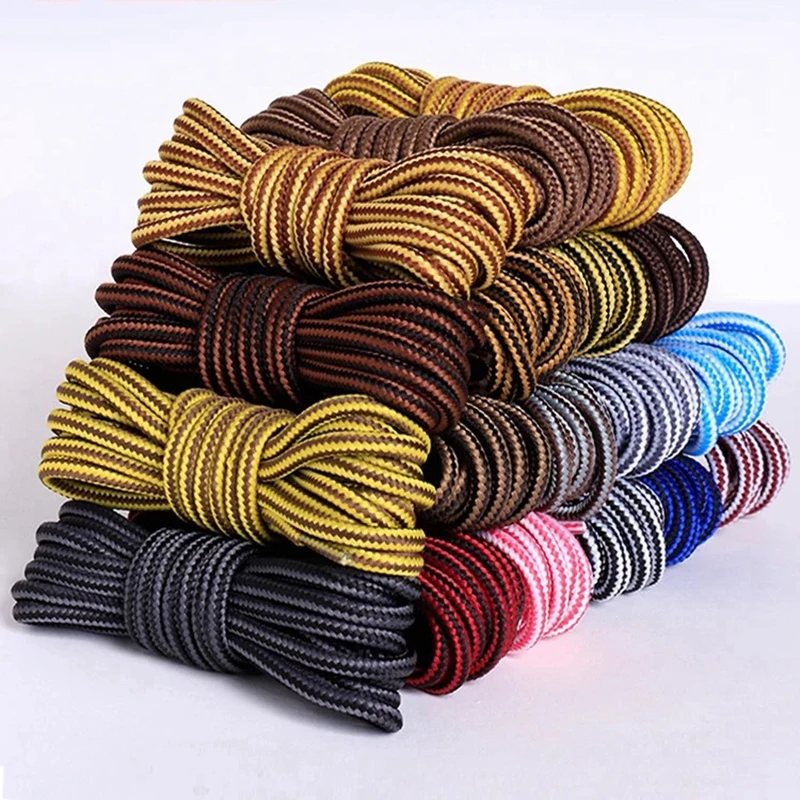 цена 1 Pair Martin Boots Shoe Laces Round Stripe Shoelaces Anti-slip And Wear-resistant Mountain Climbing Sports Shoelace Cotton