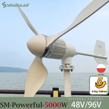 SMARAAD Mulino a vento con generatore eolico orizzontale più potente da 5000 W con controller di carica MPPT gratuito e inverter off grid