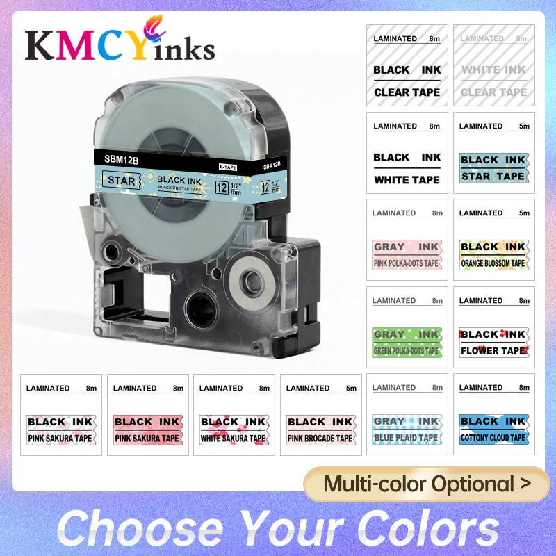 

KMCYinks Label Tapes SS12KW Compatible for Epson Lw400 LK-4WBN Cartridges Label Works LW-300 400 500 600P 700 Label Maker