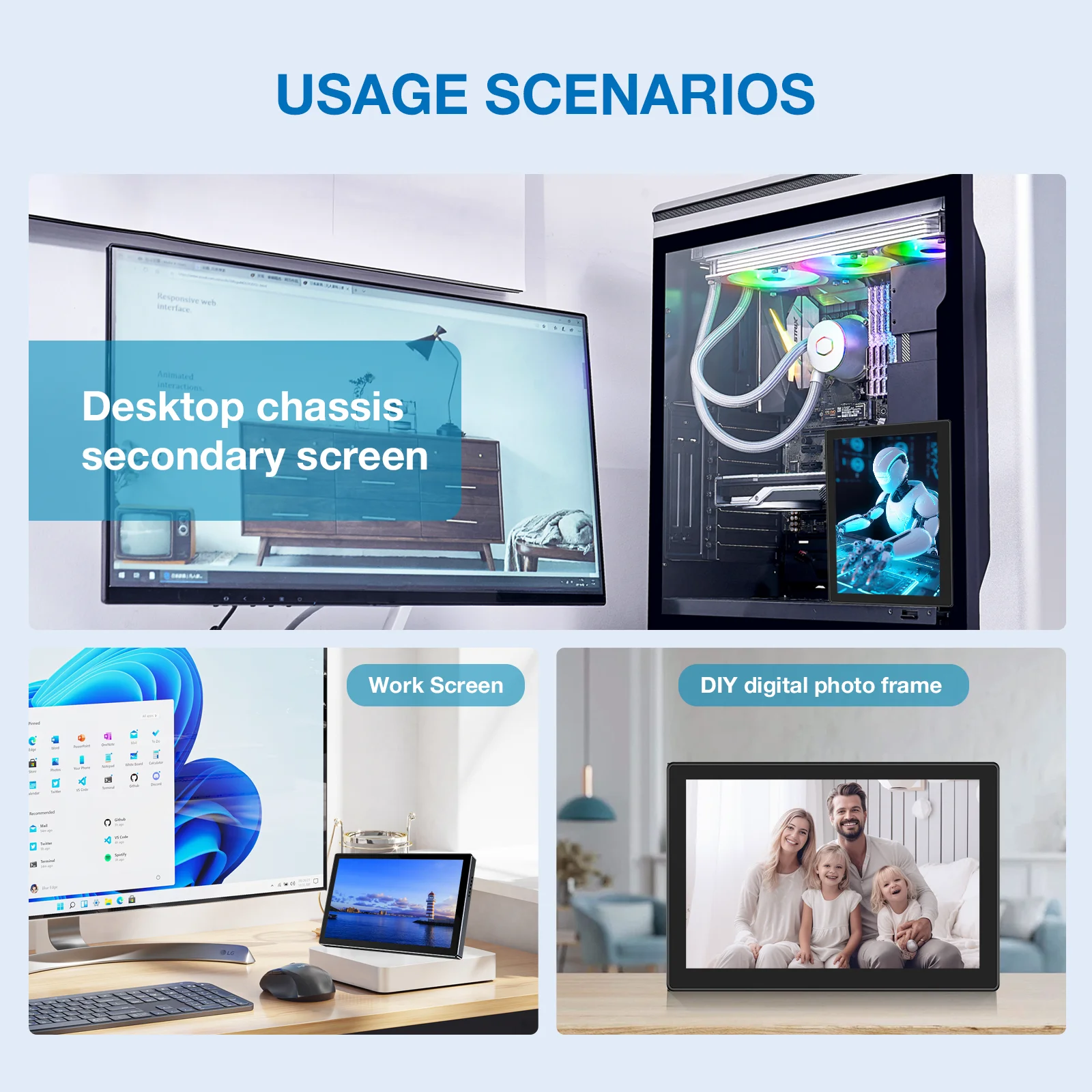 شاشة 5.7 بوصة 1920x1080 IPS محمولة من النوع C USB-...