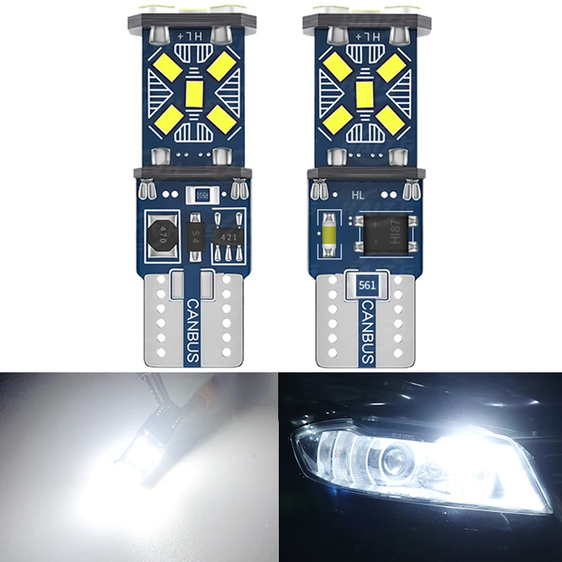 

2 PCS T10 W5W LED Bulbs Wedge Side Signal Lights Canbus Error Free 12V 7000K White Car Interior Dome Trunk License Plate Lamps