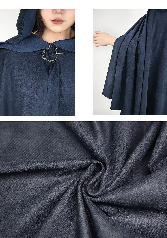 Cape à Capuche Médiévale Noire Unisexe - Pour Halloween, Cosplay, Carnaval Et Soirées à Thème - Taille Unique