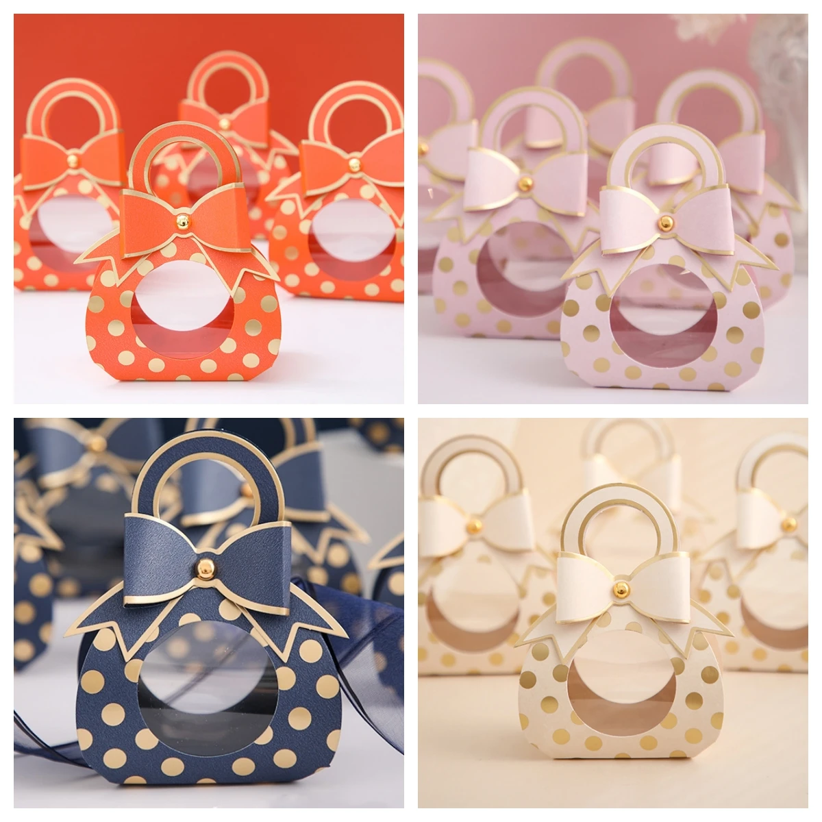 

50Pcs/lot Creative Pacifier Style Candy Bag Cute Bow Mini Gift Bag Box for Party Baby Shower Paper Chocolate Wedding Favours Box