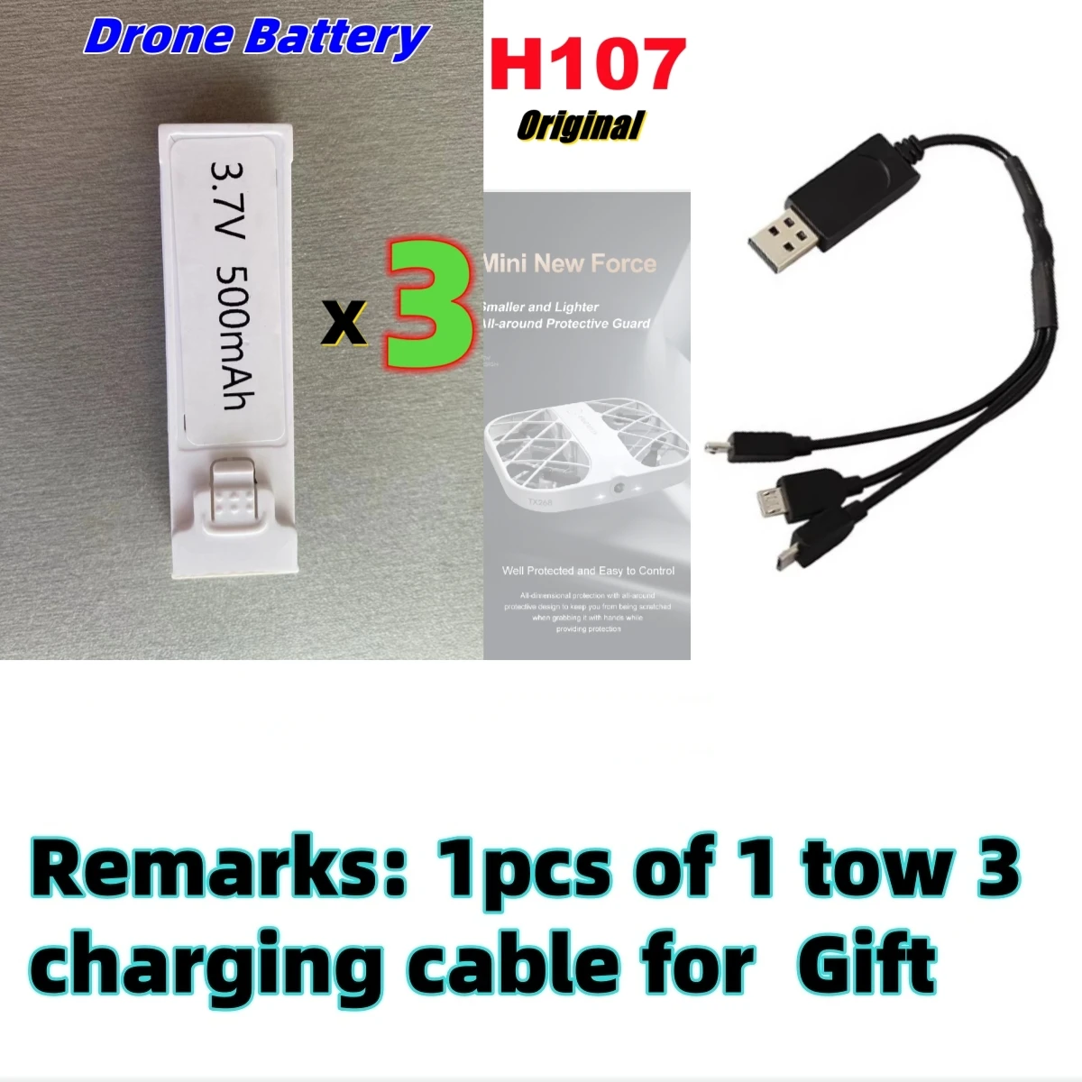 Piles de rechange pour drone H107 - Lot de 1 à 20 batteries