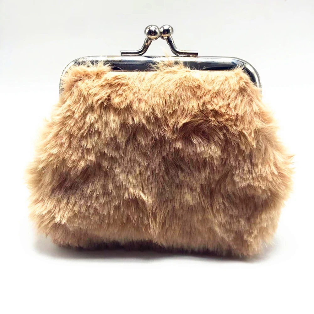 Korean Plush Coin Purse Clutch Bag Mini Wallet Pocket Women Cute Wallets Hasp Zero Wallet Bags Solid Color Jewelry Storage Bag