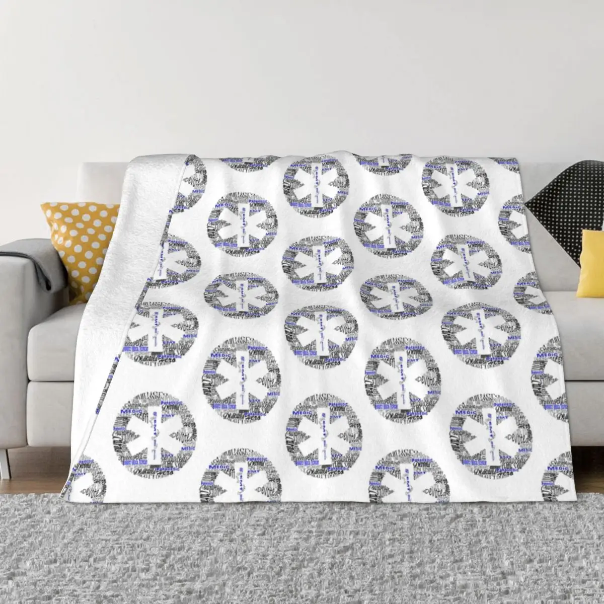 

Paramedic EMT First Responder Thank You Gift Star Of Life Blanket Fleece Print Soft Throw Blanket for Sofa Travel Bedspread