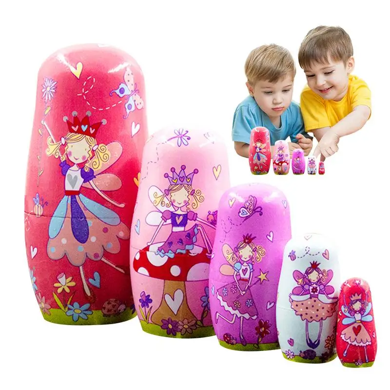 

Stacking Dolls 5pcs Wooden Russian Matryoshka Doll Montessori Toys Stacking Doll Set Educational Toys Learning Toys For Kid