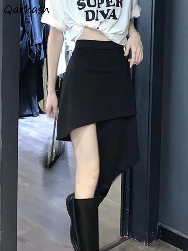 

Mini Black Skirts for Women Asymmetrical Design Summer Daily Chic Korean Style All-match Casual Classic Popular Hot Girls Newly