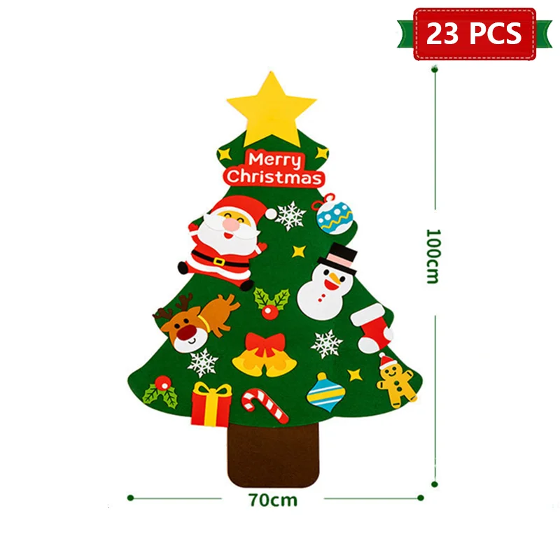 Niserelesa DIY Albero Di Natale In Feltro Per Bambini, Con 32 Staccabili Ornamenti, Regali Decorazioni Natalizie Da Parete Per Porte