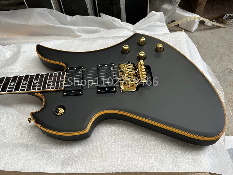 オリジナルの6弦エレクトリックギター,マットブラック,コールド,ローズ