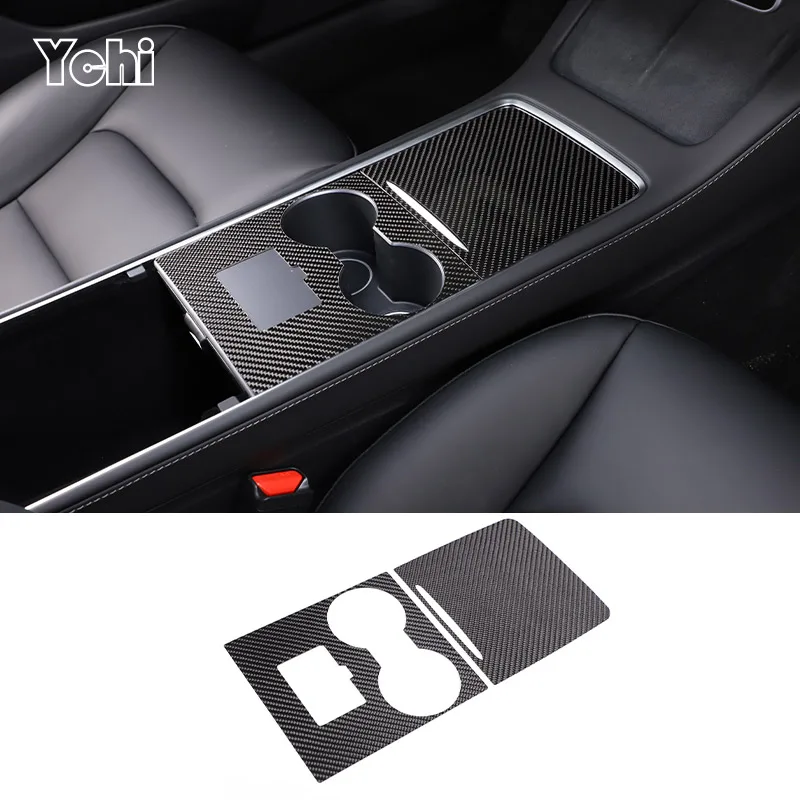 

For Tesla Model 3 2021-2022 For Tesla Model Y 2021-2022 Real Carbon Fiber Ultra Thin Center Console Trim Cover Car Accessories
