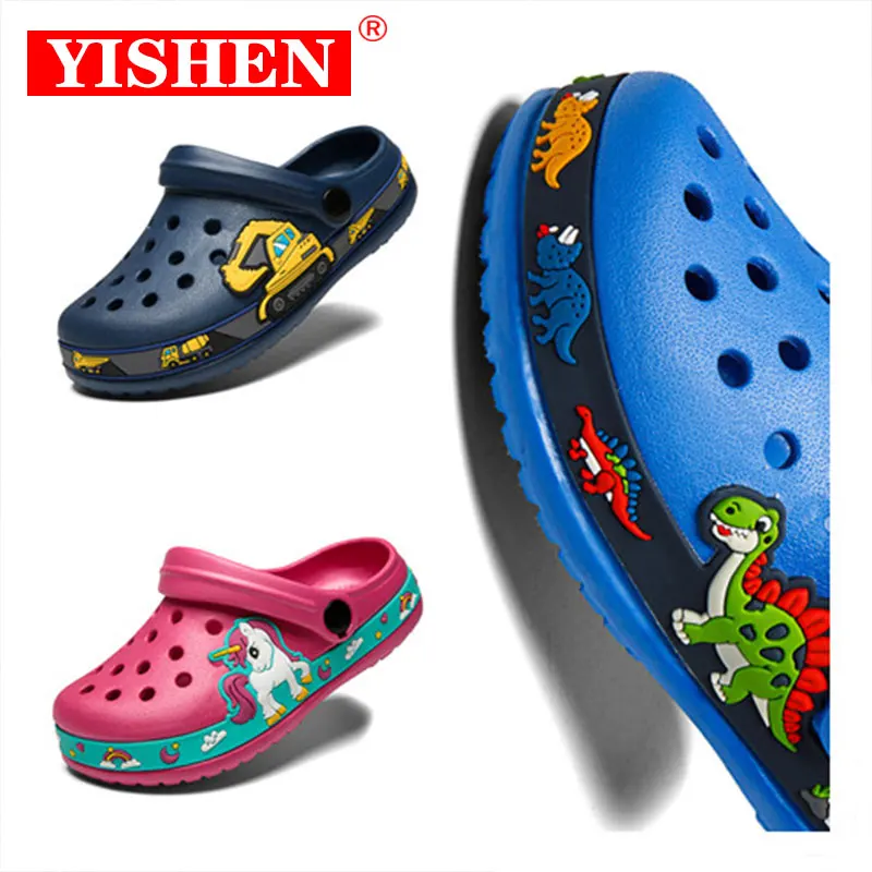 Kids Sandals Garden Clogs Shoes Summer Unicorn Dinosaur Beach Sandals Boys Girls Non Slip Toddler Slippers
