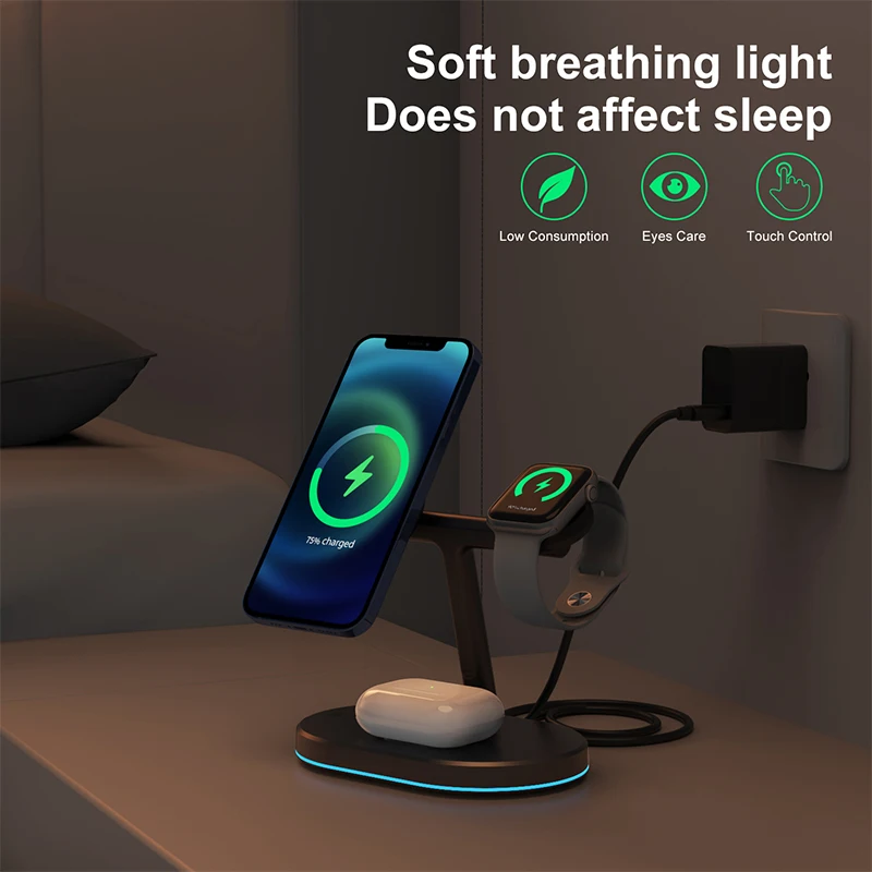 3 In 1 Wireless Charger Stand For Iphone 12 13 Mini Pro Max