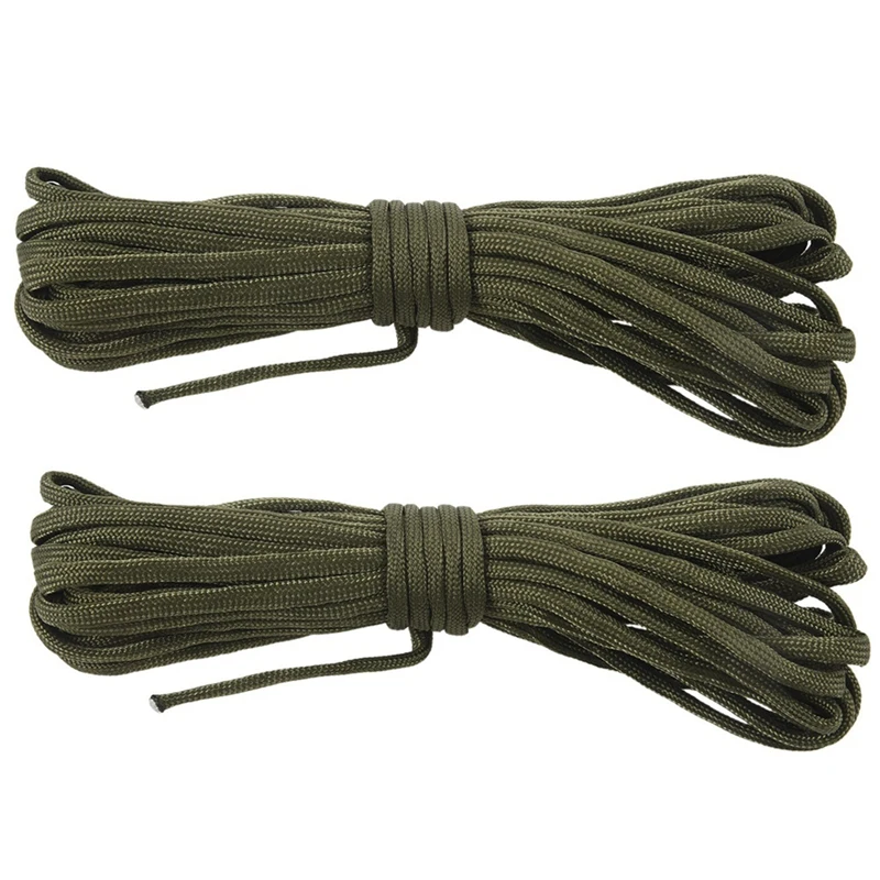 

Promotion! 2X 7 Rope Paracord Parachute Rope Resistant Camping Survival Color: Army Green Length: 8M