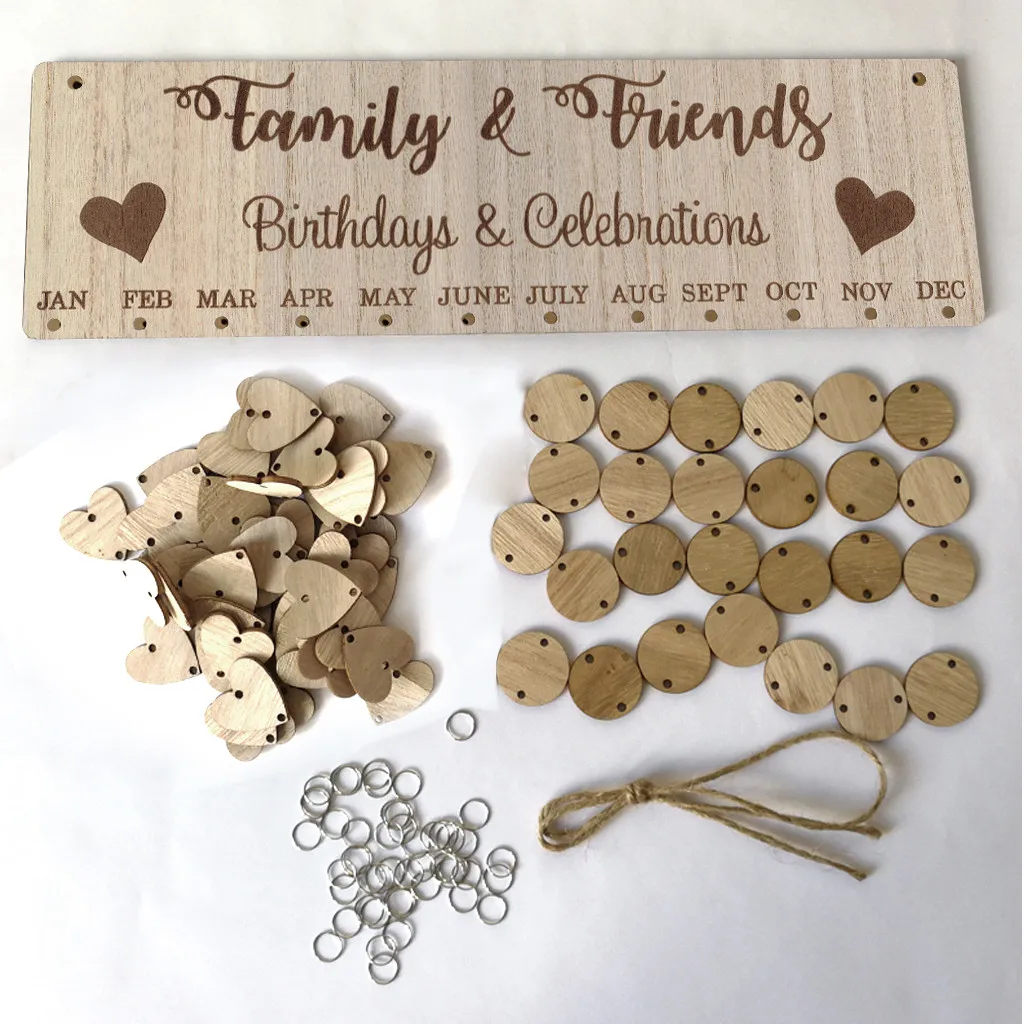 Calendar Reminding Wood Friends Gifts Wooden Calendar Plaque Birthday Reminder Reminder Hanging Family Birthday Boards