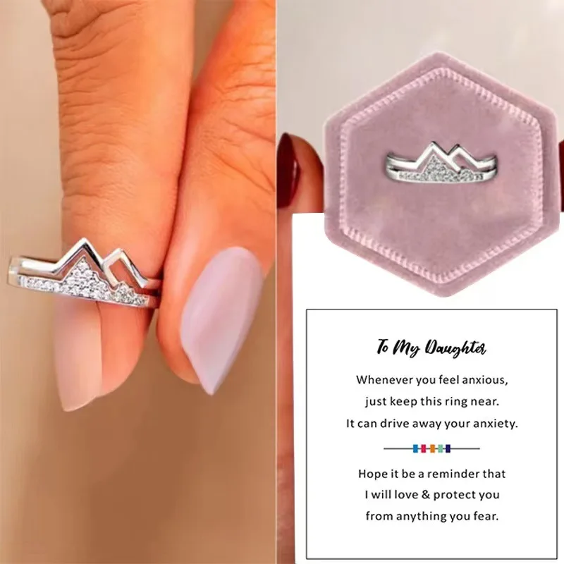 Mother Daughter Mountain Rings: Minimalist Silver