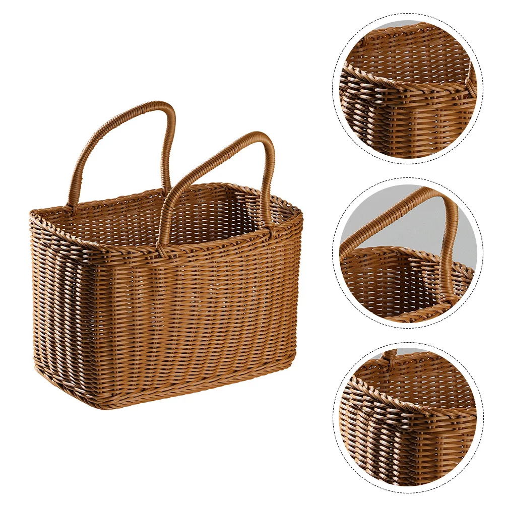

Woven Picnic Baskets Handmade Wicker Basket with Handle Flower Arrangement Basket Shopping Storage Hamper Basket