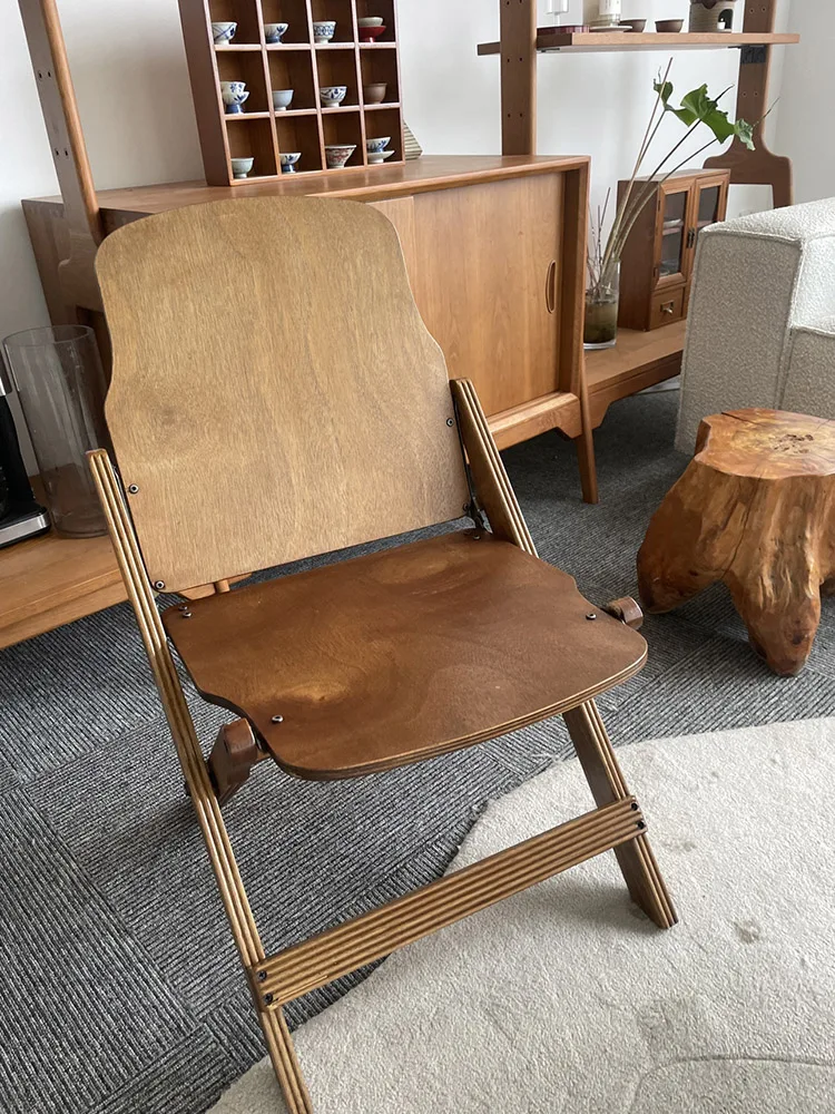 Retro Solid Wood Folding Chair,Outdoor Portable Camping Fold Stool,Living Room, Coffee Shop, Dining Chairs, Furniture Customized