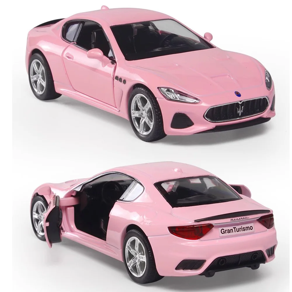Deluxe Pink Die-Cast Toy Car with Opening Doors and Pull-Back Action