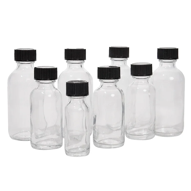 6pcs Small Clear Glass Bottles with Lids for Liquids Tiny Short Jars with Caps Mini Glass Juice Bottles for Potion, Ginger Shots 2