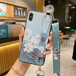 Floral Crossbody Lanyard Phone Case with Bow Design and Adjustable Neck & Wrist Strap - iPhone 14 Pro Max (XW - 480)