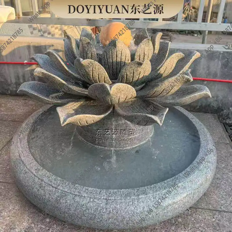 정원용 흐르는 물 분수, 흰색 대리석 연꽃 볼, 유럽풍 금색 대마 연꽃 물 분사 조각품, 석가산식 물 장식