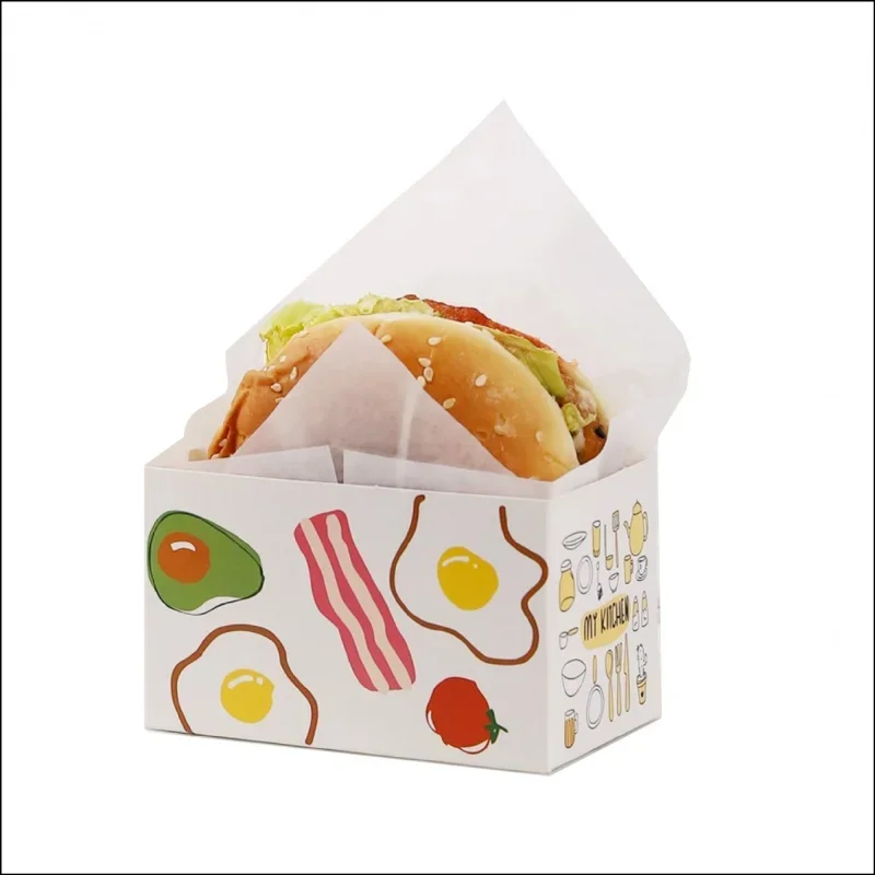 

Customized productOEM Customized Takeout Container Burger Box,Toast Holding Bread Tray, Sandwich Hot Dog Donut Waffle Packag