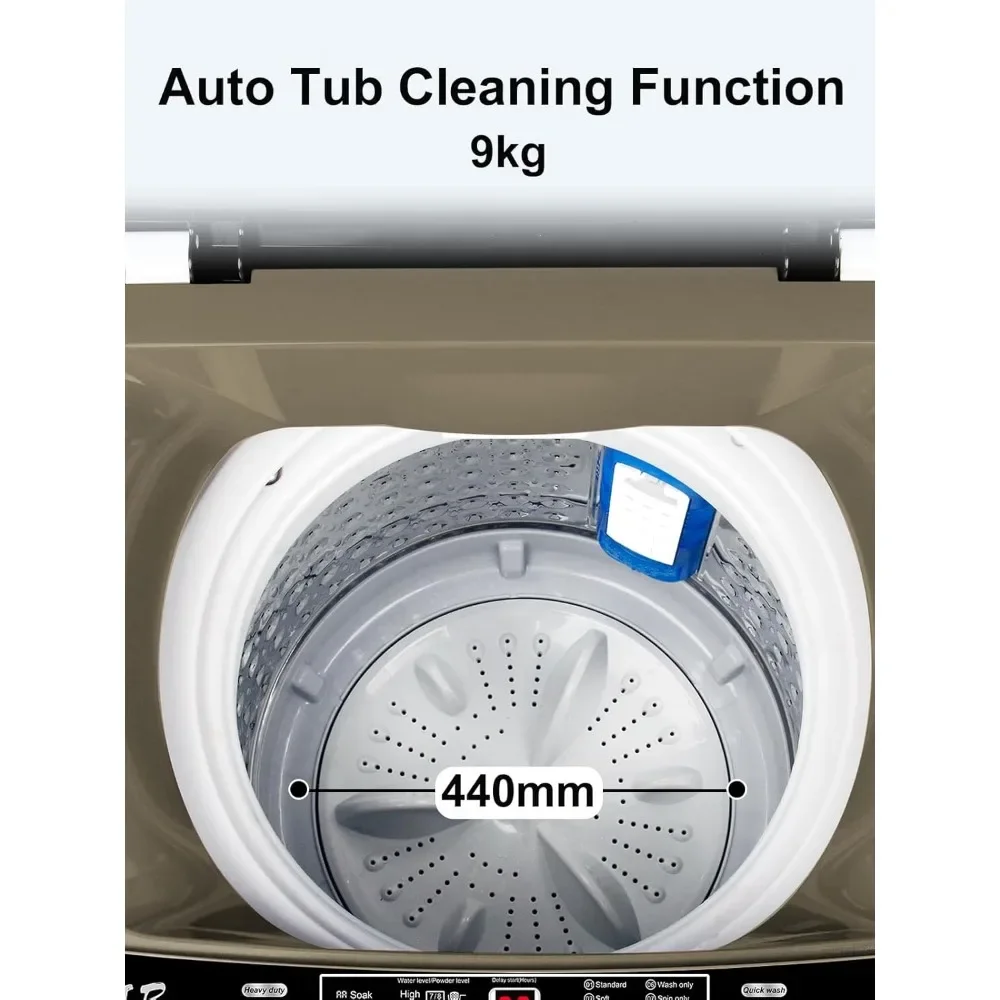 Full-Automatic Washing Machine 25 lbs Portable Washer 10 Wash Program & 8 Water Level Drain Pump For Camping Apartment