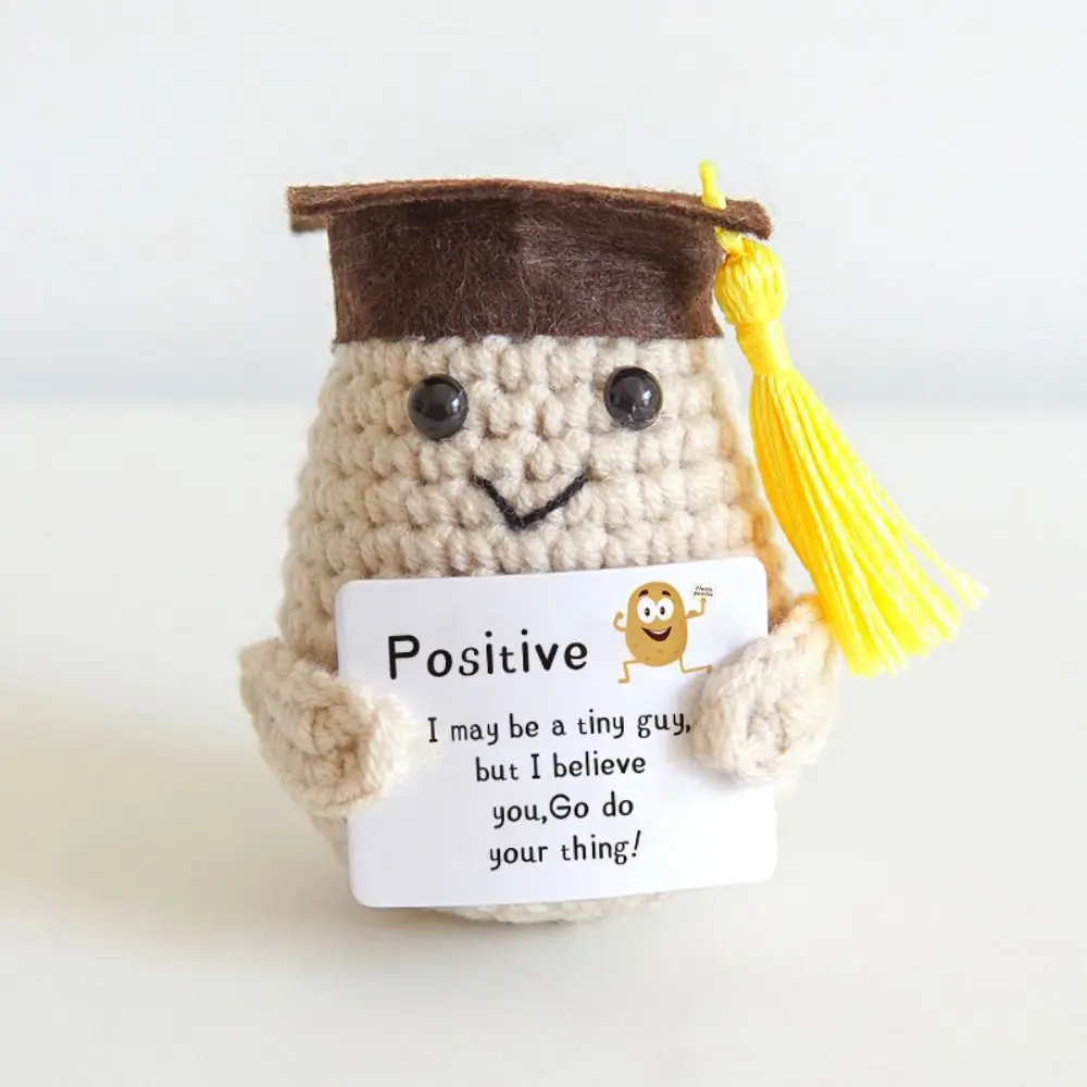 Funny Positive Potato Wool Knitting Doll Positive Affirmation Card Woven  Vegetable Fruit Doll Ornaments Motivational Decoration - AliExpress