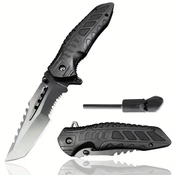 Tactical Folding Knife with Serrated Blade, Glass Breaker & Bottle Opener 4