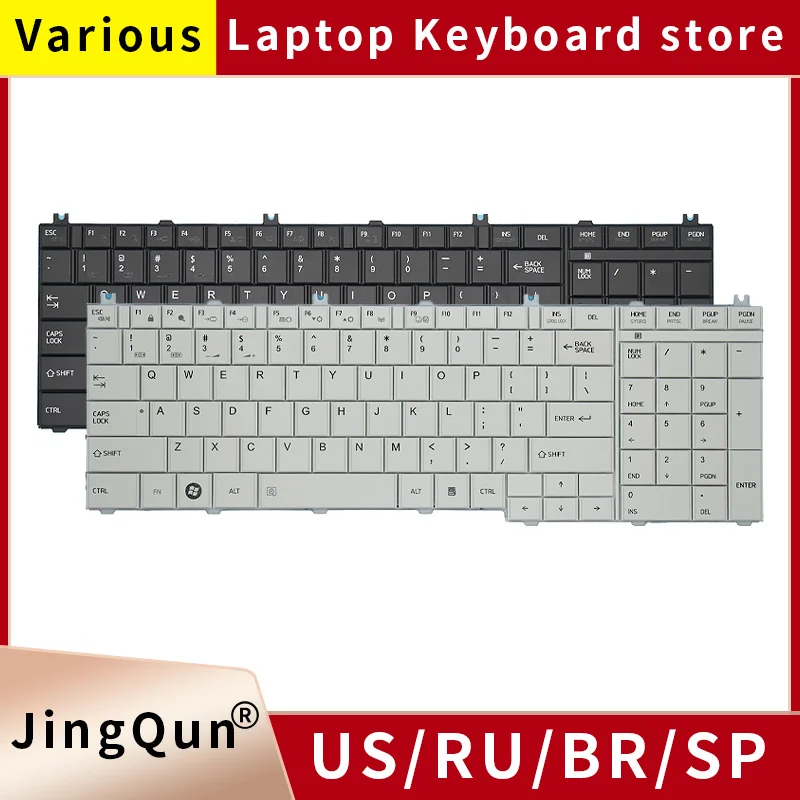 Teclado do Portátil do Russo dos E.u. sp br para o Satélite de Toshiba L670 L670d L675 L675d C660 C660d C655 L655 L655d L650 C650 670 L750 L750d