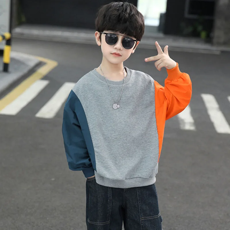 

Boys Spring Sweater New Pullover Fashion Middle-Aged Autumn Handsome Long Sleeves Top Hip-Hop Street Style Children'S Clothes