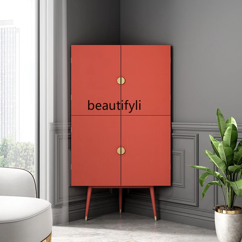 

LZZ Modern Minimalist Corner Cabinet Small Apartment Living Room Triangle Storage Cabinet Corner Tea Cabinet