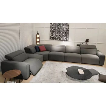 Dual Motors Electric Recliner Sofa – Genuine Leather Power Sofa with Adjustable Headrests, USB Port & Cup Holder – Theater Couch 1